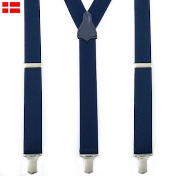 140 cm Y-seler XXL Navy Klassiske Brede 3-Clips