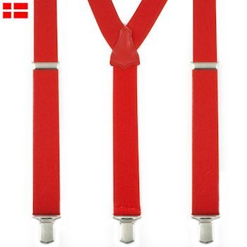 140 cm Y-seler XXL Rød Klassiske Brede 3-Clips